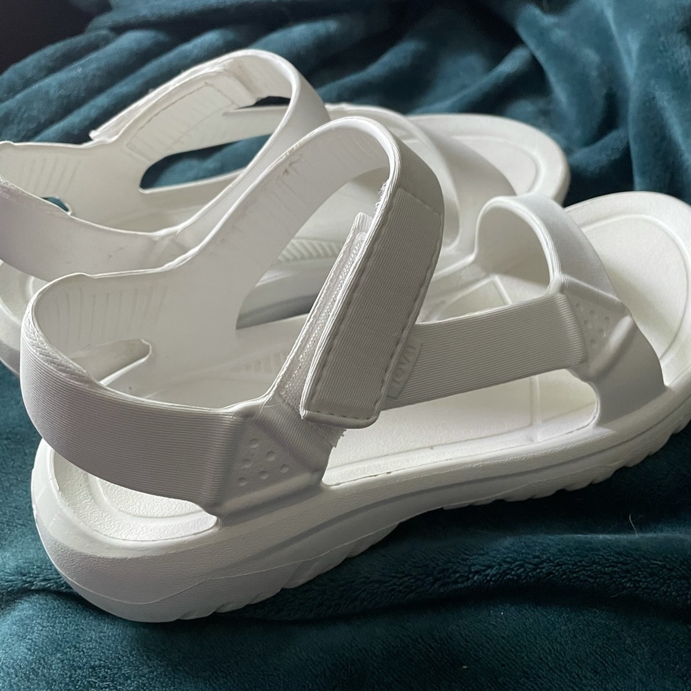White Teva sandals